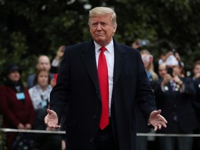 U.S. President Donald Trump speaks to reporters as he departs for New Orleans, La., from the South Lawn of the White House in Washington on Jan. 13, 2020.