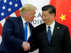 U.S. President Donald Trump meets with Chinese President Xi Jinping at the G20 leaders summit in Osaka, Japan, on June 29, 2019.