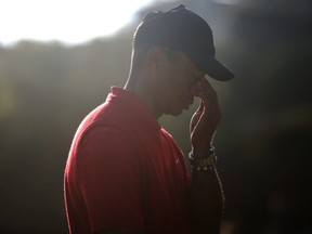 Tournament host Tiger Woods looks on during the trophy presentation following the final round of the Genesis Invitational at the Riviera Country Club on February 16, 2020 in Pacific Palisades, California.