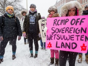 About 200 people held an emergency rally in solidarity with Wet'suwet'en and condemn the RCMP's violations of Wet'suwet'en traditional law in Ottawa on Friday Feb. 7, 2020.