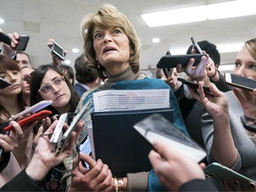 Senator Lisa Murkowski (R-AK) speaks to reporters as she walks to the Senate subway in the U.S. Capitol on February 3, 2020 in Washington, United States.