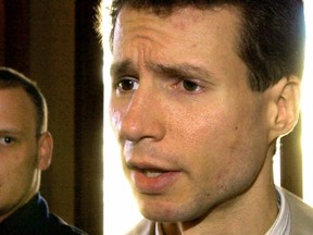 White supremacist Matthew Hale, seen leaving the Illinois Supreme Court in Springfield in this March 21, 2001 file photo, was found guilty in federal court in Chicago, Monday, April 26, 2004, of soliciting the murder of a federal judge.