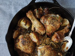 Braised chicken with apples and cider