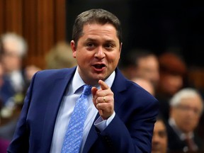 Conservative Leader Andrew Scheer speaks during question period in the House of Commons on Feb. 18.