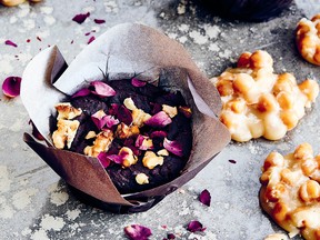 Chocolate, red bean and rose brownies