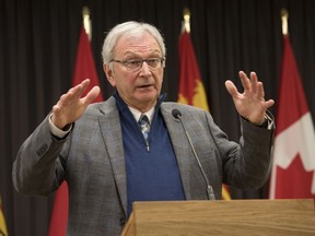 New Brunswick Premier Blaine Higgs speaks with the media in Fredericton, New Brunswick on Monday February 17, 2020.