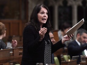 Conservative MP Cathay Wagantall speaks during question period in the House of Commons on May 4, 2018.