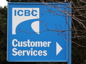 Signage for ICBC (Insurance Corporation of British Columbia) is shown in Victoria, B.C., on February 6, 2018. The British Columbia government is moving to curtail lawyers and legal costs in the public auto insurance system by severely limiting injured people's ability to sue at-fault drivers or the auto insurer after a crash.