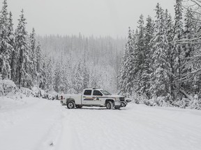 A small, mobile RCMP detachment in a remote area of British Columbia has become a bargaining chip in proposed talks that many hope could put an end to blockades that have disrupted rail and road traffic across the country. Police check out the blocked road leading to the Gidimt'en checkpoint near Houston B.C., on Thursday January 9, 2020.