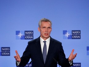 NATO Secretary General Jens Stoltenberg briefs media after a meeting of the Alliance's ambassadors over the security situation in the Middle East, in Brussels, Belgium January 6, 2020.