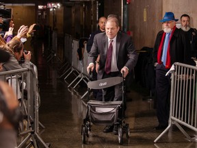 Harvey Weinstein arrives at New York Criminal Court for the third day of jury deliberations in his sexual assault trial in the Manhattan borough of New York City, New York, U.S., February 20, 2020.