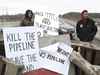 Protestors block a highway in Caledonia, Ont., on Feb. 25, 2020.