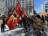 Marchers hold demonstration at the Manitoba Law Courts during a march in solidarity with the Wet’suwet’en Hereditary Chiefs in Winnipeg on Feb. 18, 2020.