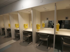 The injection room inside the safe consumption site at the Sheldon M. Chumir Centre in Calgary is seen on Jan. 12, 2018.