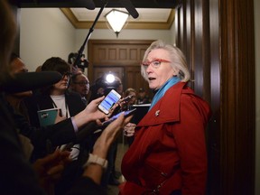 Minister of Crown Indigenous Relations Carolyn Bennett arrives to a caucus meeting on Parliament Hill in Ottawa on Wednesday, Feb. 19, 2020.