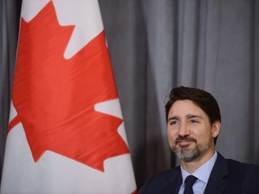 Prime Minister Justin Trudeau meets with Marcus Wallenberg Global Chairman of Saab (not pictured) at the Munich Security Conference in Munich, Germany on Friday, Feb. 14, 2020.