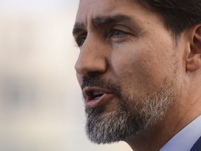 Prime Minister Justin Trudeau holds a press conference in Addis Ababa, Ethiopia on Sunday, Feb. 9, 2020.