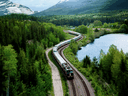The Canadian, Via Rail's Toronto-to-Vancouver line, slowly weaves its way on its cross-country run.