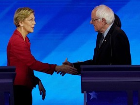 Putting Elizabeth Warren, left, and Bernie Sanders on the ticket might go down well with some of the party faithful, but is a horrific prospect for moderates, writes David Oliver.