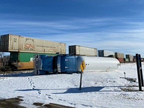 People in Swalwell, Alta., a community northeast of Calgary, have been forced from their homes after a train collided with a propane tanker truck on March 9, 2020.