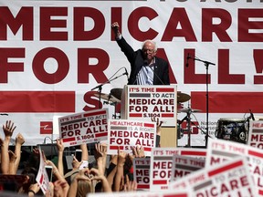 U.S. Sen. Bernie Sanders speaks at a health-care rally in