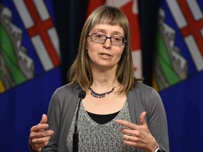 Alberta’s chief medical officer of health Dr. Deena Hinshaw during a news conference at the Alberta Legislature in Edmonton, March 5, 2020.