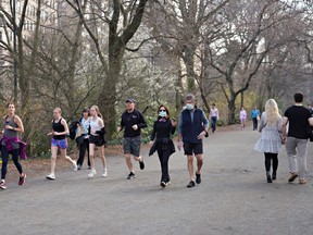 A view of people exercising in Central Park as the coronavirus continues to spread across the United States on March 20, 2020 in New York City. The World Health Organization declared coronavirus (COVID-19) a global pandemic on March 11th.