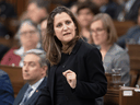 Deputy Prime Minister Chrystia Freeland speaks during question period on March 9, 2020.