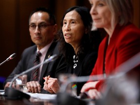 Canada's Chief Public Health Officer Dr. Theresa Tam speaks at a news conference on the coronavirus disease (COVID-19) outbreak on Parliament Hill in Ottawa, Ontario, Canada March 19, 2020.