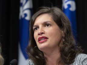 Quebec Deputy premier and Public Security Minister Genevieve Guilbault launches a consultation on police work, Wednesday, December 18, 2019 at the legislature in Quebec City. Guilbault is warning that due to the novel coronavirus outbreak, the province will not be able to open emergency shelters in the event of spring flooding.THE CANADIAN PRESS/Jacques Boissinot
