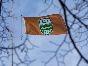 A University of Alberta flag flies at half-mast in Edmonton on Wednesday, Jan. 8, 2020.