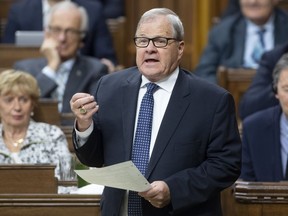 Minister of Veterans Affairs and Associate Minister of National Defence Lawrence MacAulay responds to a question during Question Period in the House of Commons in Ottawa on January 27, 2020.