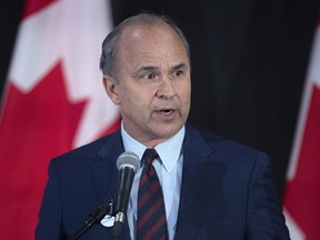 Rick Peterson addresses the crowd at a federal Conservative leadership forum during the annual general meeting of the Nova Scotia Progressive Conservative party in Halifax on Saturday, February 8, 2020. Alberta businessman Rick Peterson is abandoning his bid to lead the federal Conservative party, citing the party's refusal to adjust eligibility rules in the midst of the COVID-19 crisis.