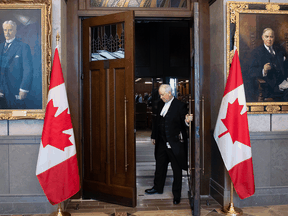The doors to the interim House of Commons Chamber on Parliament Hill are closed as a limited number of MPs returned to discuss measures to respond to the COVID-19 outbreak, on March 24, 2020.