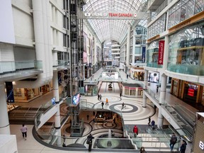 The Eaton Centre shopping mall on the day that the province of Ontario declared a state of emergency as the number of novel coronavirus cases continued to grow in Toronto.