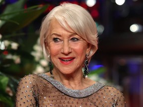 Actress Helen Mirren poses at the red carpet before receiving the Honorary Golden Bear during the 70th Berlinale International Film Festival in Berlin, Germany, Feb. 27, 2020.