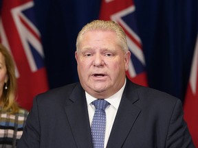 Ontario Premier Doug Ford makes an announcement declaring a state of emergency for the province, at the Ontario Legislature in Toronto on Tuesday, March 17, 2020.