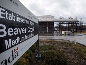 Luciana Infusino-Tomei has been left alone to care for her young daughter during the COVID-19 pandemic after her husband was sent to prison last year on a drug-related charge. Signage is seen at the Beaver Creek Medium Institution, in Gravenhurst, Ont., Wednesday, Nov. 7, 2018.