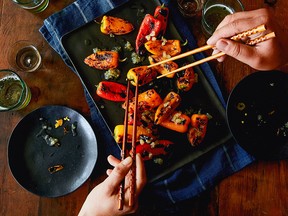 Grilled peppers with ginger-onion shio tare from The Gaijin Cookbook.