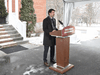 Prime Minister Justin Trudeau speaks during a news conference on COVID-19 situation in Canada from his residence March 20, 2020 in Ottawa.