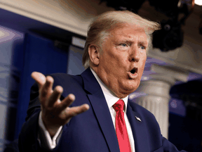 U.S. President Donald Trump speaks at a news conference regarding the COVID-19 coronavirus outbreak, in Washington D.C., March 22, 2020.