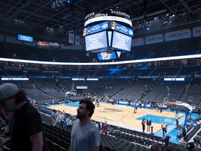 Fan leave after being told the Oklahoma City Thunder vs. Utah Jazz  game had been canceled just before tip off, March 11, 2020. The league is suspending its season due to the coronavirus outbreak.
