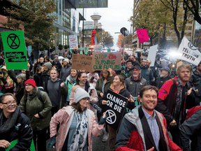 An Extinction Rebellion protest in Vancouver on Oct. 18, 2019.