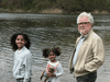 René Galipeau on a walk with two of his six grandchildren.