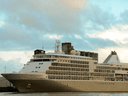 The Silver Shadow cruise ship, stranded in a port after a passenger was diagnosed with Coronavirus, in Recife, Brazil, on March 15, 2020.