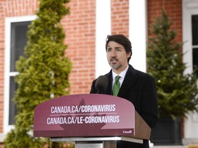 Prime Minister Justin Trudeau addresses Canadians on the COVID-19 pandemic from Rideau Cottage in Ottawa on Tuesday, March 31, 2020.