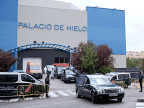 An ice rink that has been temporarily converted into a morgue where hundreds of bodies, victims of COVID-19 are taken, on March 27, 2020 in Madrid, Spain.