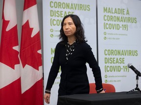 Chief Public Health Officer Theresa Tam leaves a news conference on Covid-19 Sunday March 15, 2020 in Ottawa.
