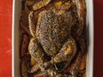 Za'atar roasted chicken over sumac potatoes