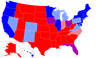 A map shows how the various states voted in the last four presidential elections.
